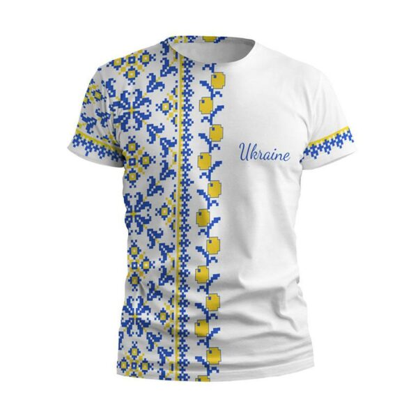 Футболка мужская спортивная с принтом «Украинская культура. Вышиванка. Белая. Ukrainian culture. Embroidery. White»