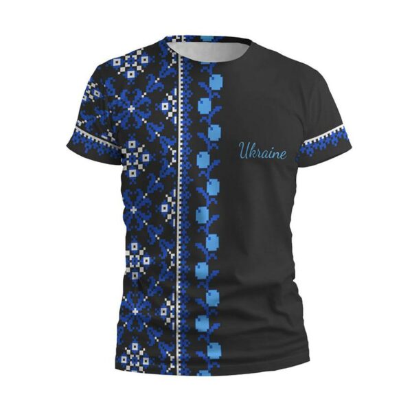 Футболка мужская спортивная с принтом «Украинская культура. Вышиванка. Черная. Ukrainian culture. Embroidery. Black»