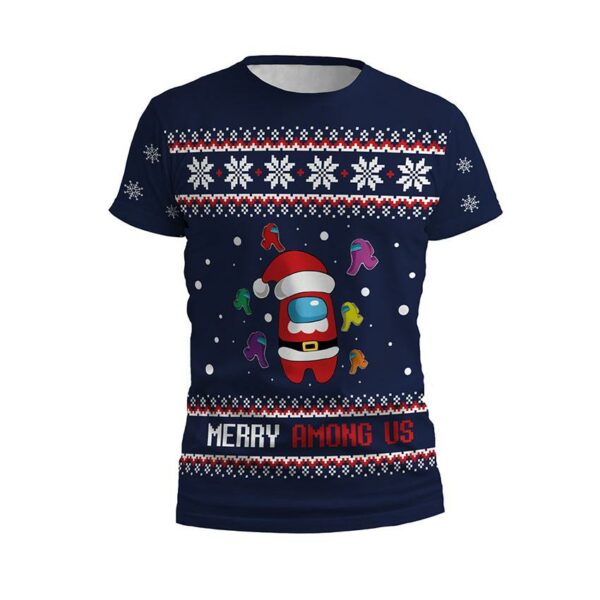 Футболка мужская спортивная с принтом «Амонг Ас. Космическое Рождество. Among Us. Space Christmas»