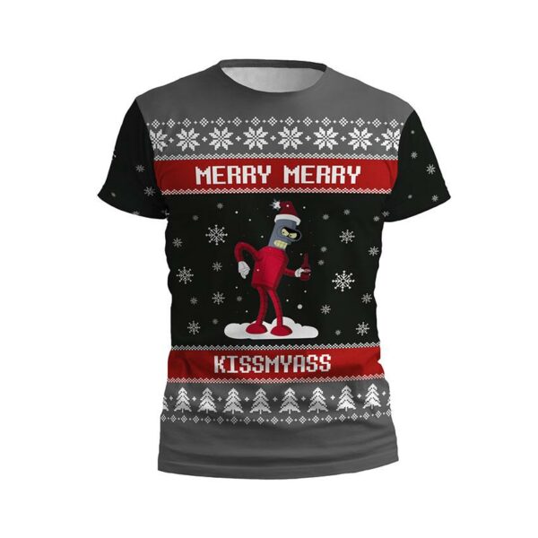 Футболка мужская спортивная с принтом «Рождественский Бендер. Футурама. Christmas Bender. Futurama»