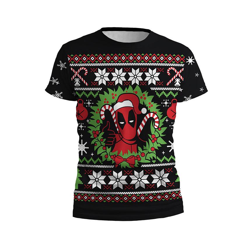 Футболка мужская спортивная с принтом «Рождественский Дэдпул. Christmas Deadpool»