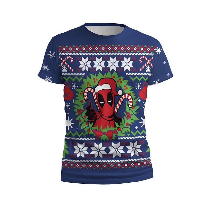 Футболка мужская спортивная с принтом «Рождественский Дэдпул. Christmas Deadpool»