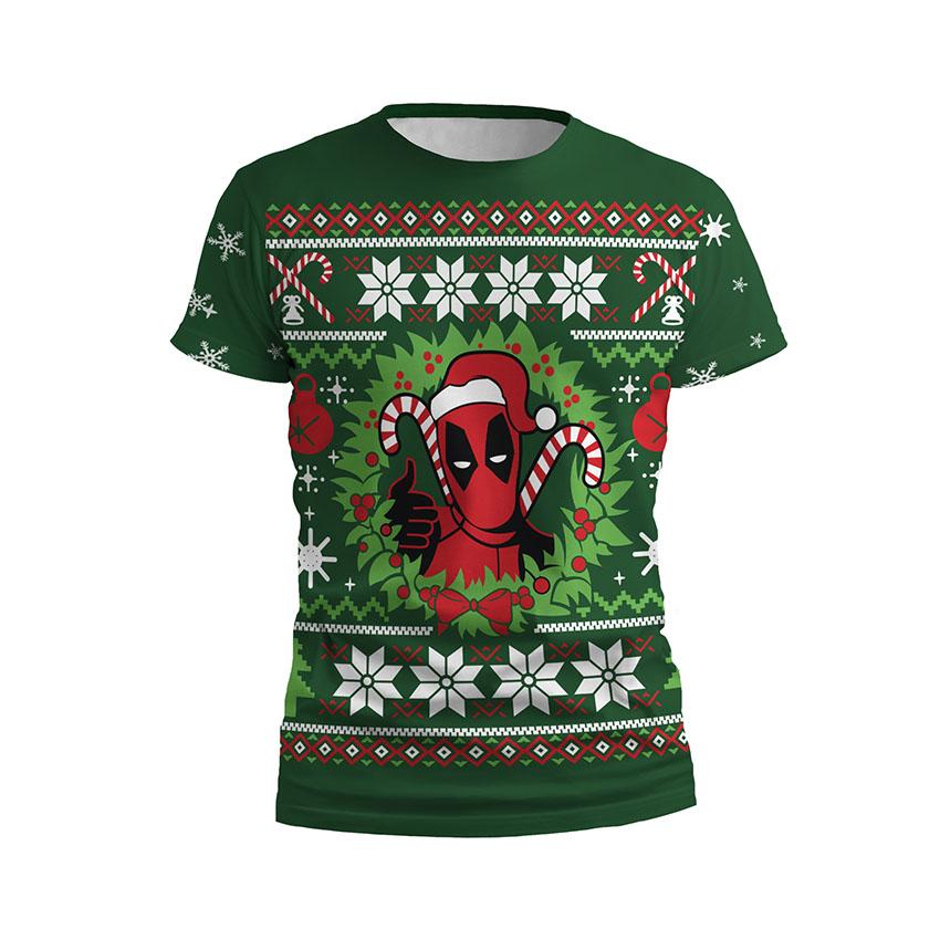 Футболка мужская спортивная с принтом «Рождественский Дэдпул. Christmas Deadpool»