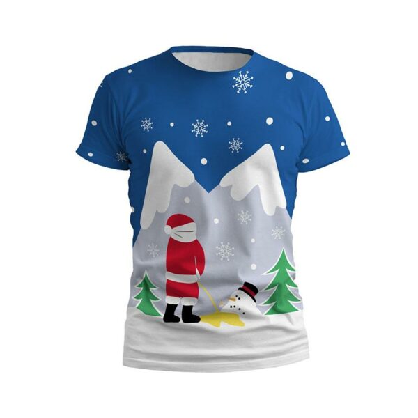 Футболка мужская спортивная с принтом «Санта и снеговик. Рождественский юмор. Santa and snowman. Christmas humor»