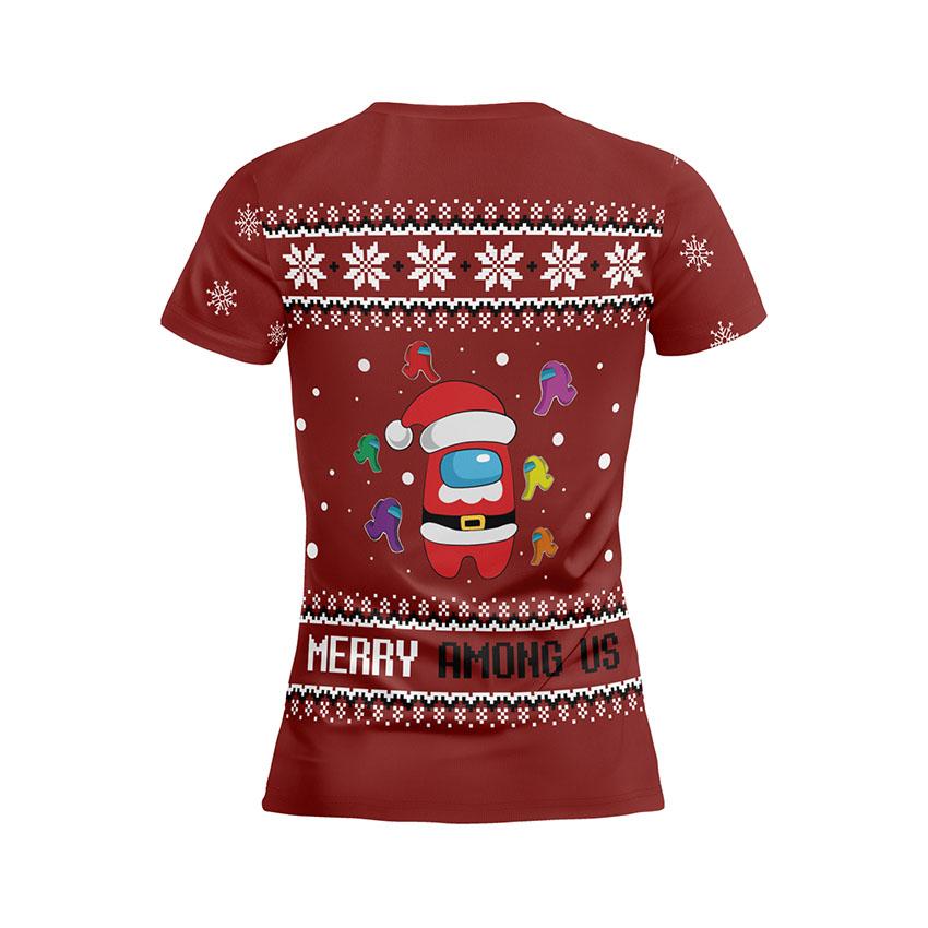 Футболка женская спортивная с принтом «Амонг Ас. Космическое Рождество. Among Us. Space Christmas»
