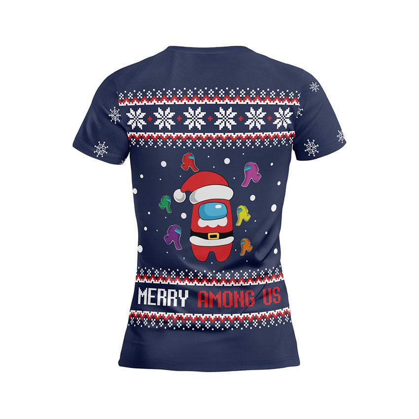 Футболка женская спортивная с принтом «Амонг Ас. Космическое Рождество. Among Us. Space Christmas»