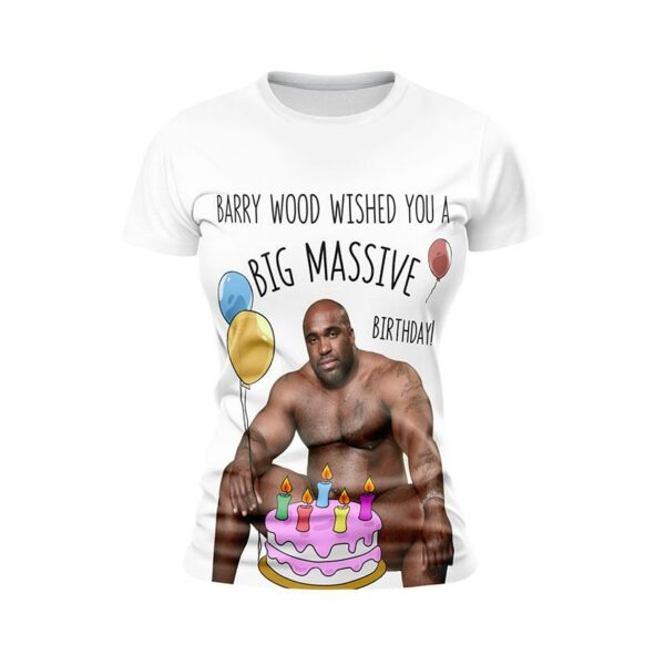 Футболка жіноча спортивна з принтом «Баррі Вуд. Привітання. Barry Wood. Greeting»