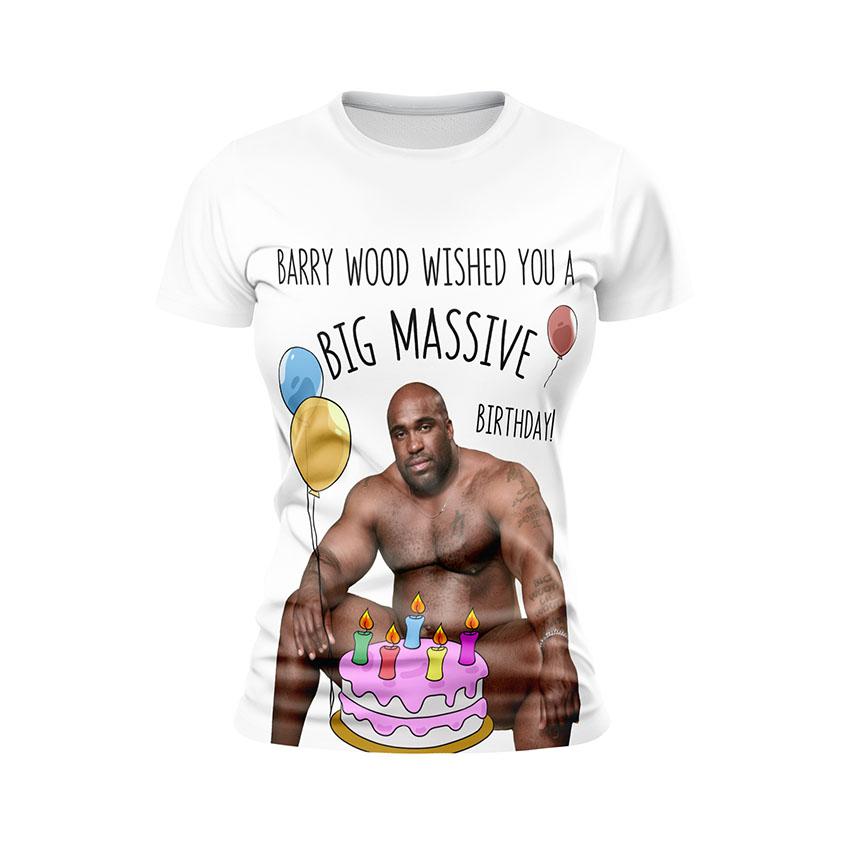 Футболка жіноча спортивна з принтом «Баррі Вуд. Привітання. Barry Wood. Greeting»