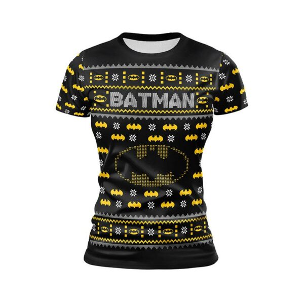 Футболка жіноча спортивна з принтом «Бетмен. Захисник Різдва. Batman. Protector of Christmas»