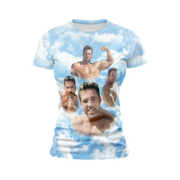 Футболка жіноча спортивна з принтом «Біллі Геррінґтон. Хмари сили. Billy Herrington. Clouds of Strength»