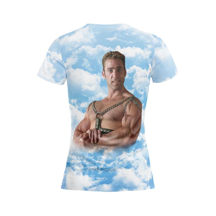 Футболка жіноча спортивна з принтом «Біллі Геррінґтон. Хмари сили. Billy Herrington. Clouds of Strength»