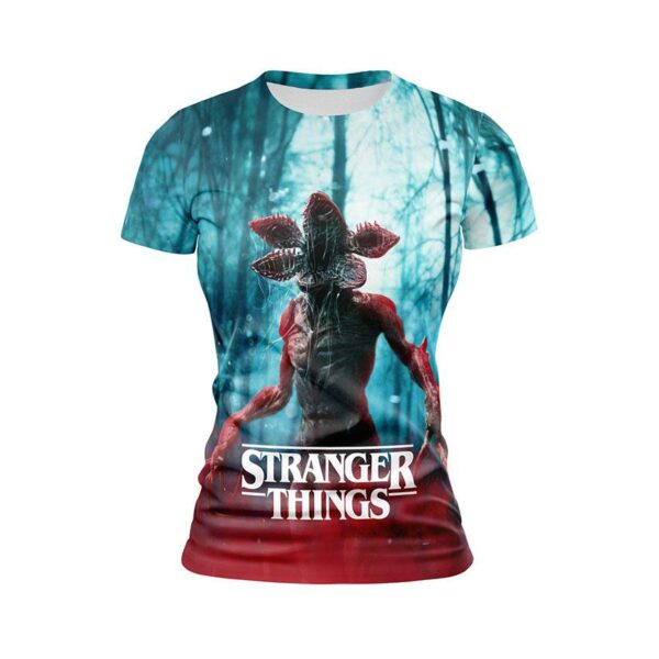 Футболка жіноча спортивна з принтом «Дивні дива. Демогоргон. Stranger Things. Demogorgon»