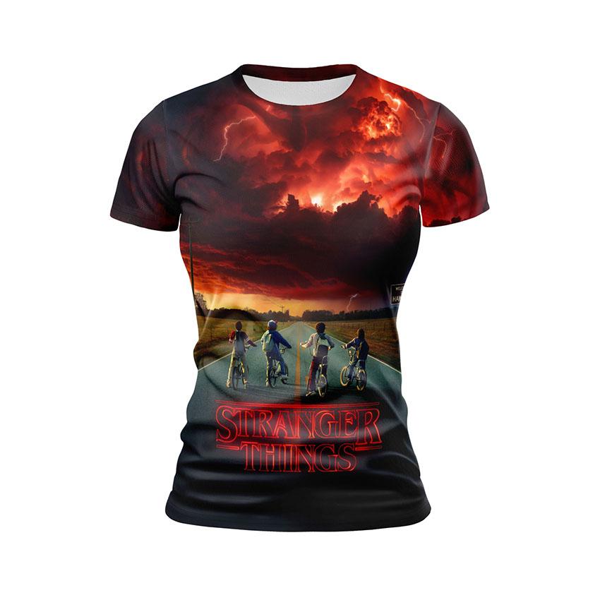 Футболка жіноча спортивна з принтом «Дивні дива. Сильна команда. Stranger Things. Strong team»