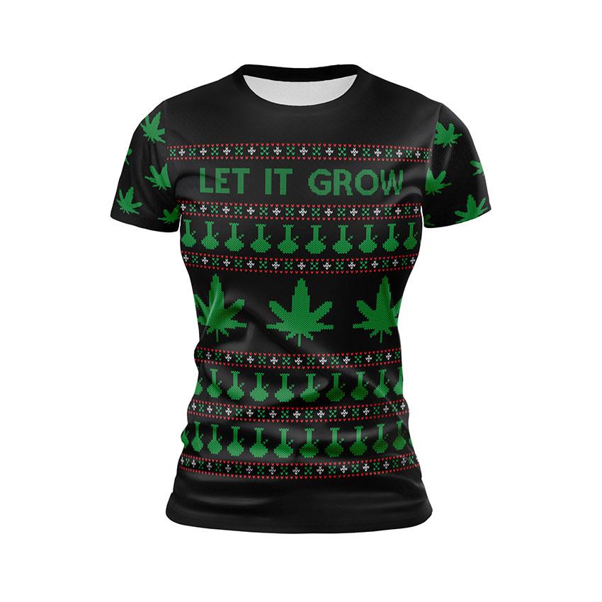 Футболка жіноча спортивна з принтом «Канабіс. Святкові веселощі. Cannabis. Holiday Cheer»