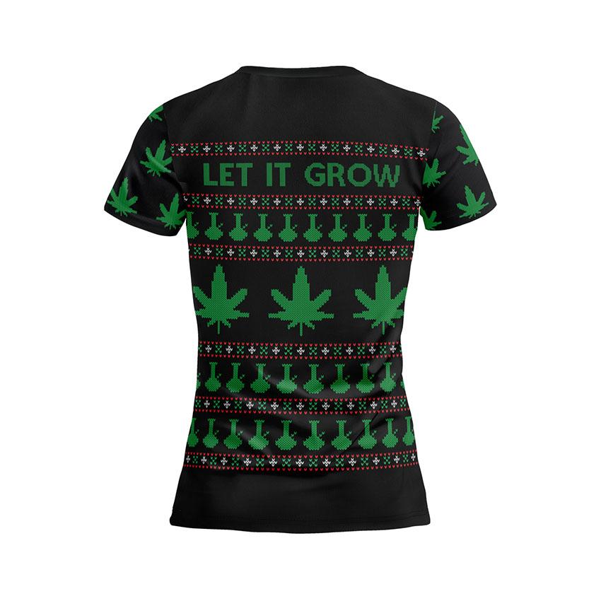 Футболка жіноча спортивна з принтом «Канабіс. Святкові веселощі. Cannabis. Holiday Cheer»