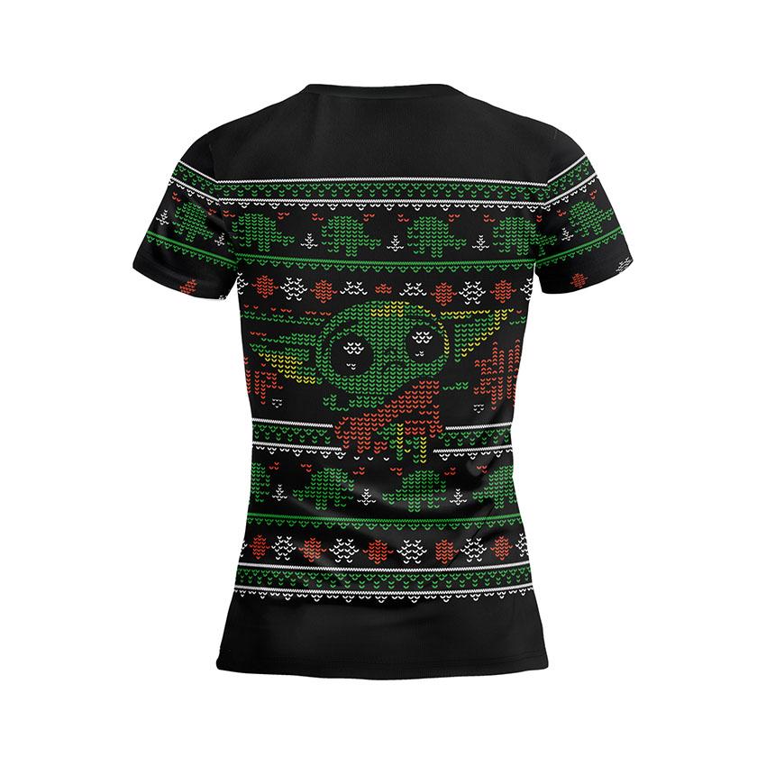 Футболка жіноча спортивна з принтом «Малюк Йода. Святковий патерн. Baby Yoda. Festive pattern»