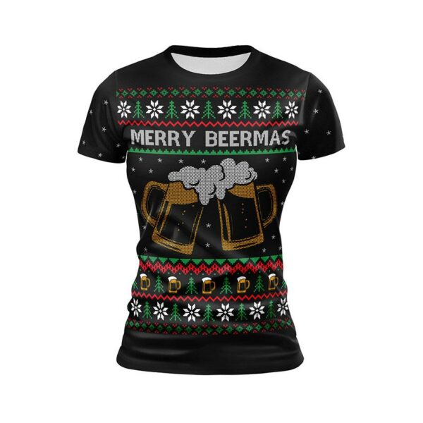 Футболка женская спортивная с принтом «Пиво. Веселое Рождество. Beer. Merry Christmas»