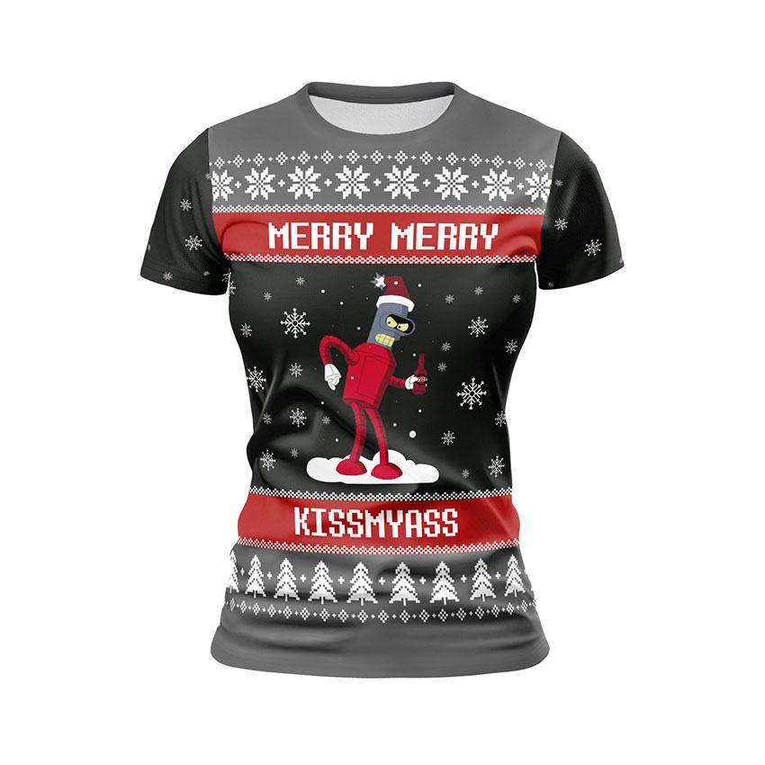 Футболка женская спортивная с принтом «Рождественский Бендер. Футурама. Christmas Bender. Futurama»