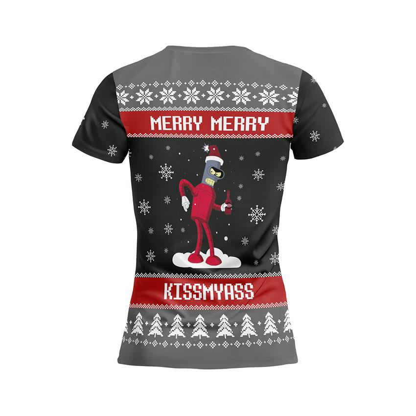 Футболка женская спортивная с принтом «Рождественский Бендер. Футурама. Christmas Bender. Futurama»