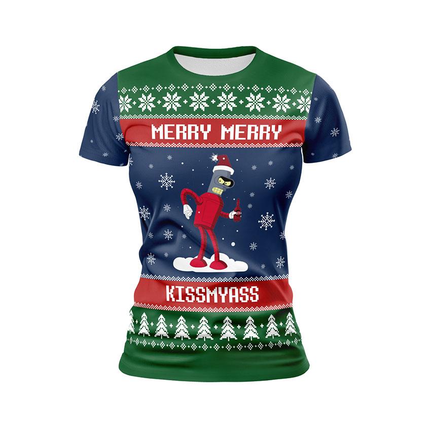 Футболка женская спортивная с принтом «Рождественский Бендер. Футурама. Christmas Bender. Futurama»