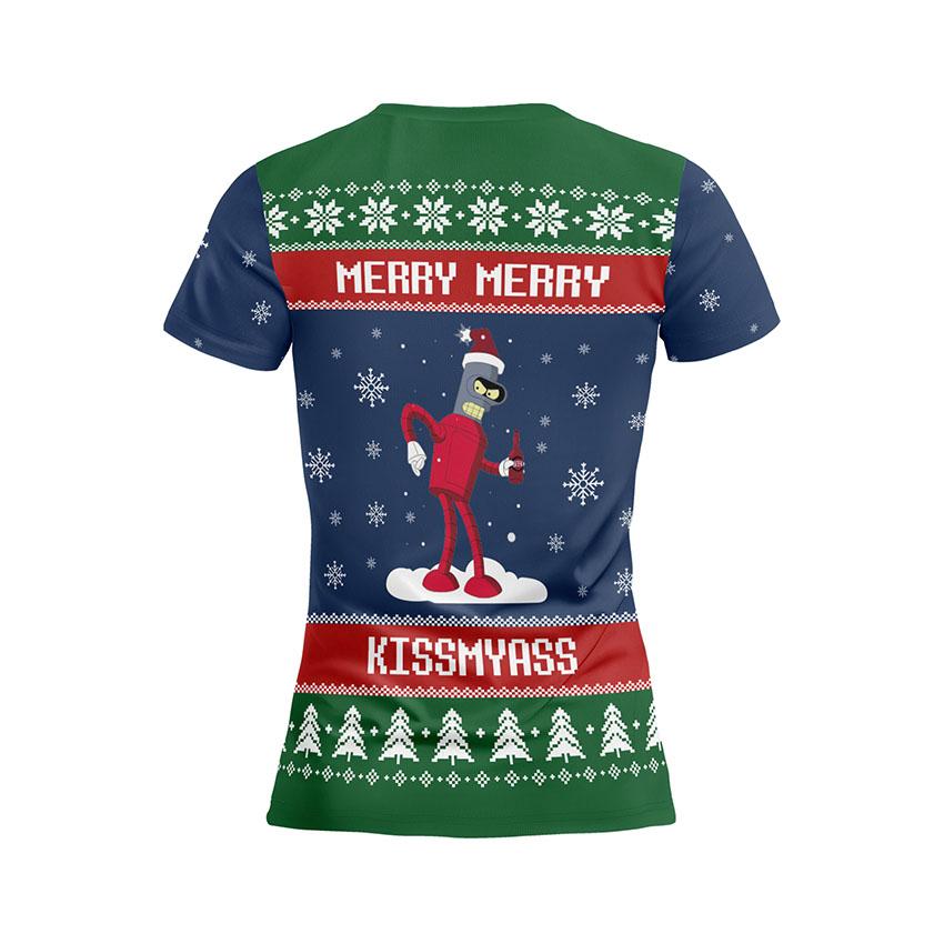 Футболка женская спортивная с принтом «Рождественский Бендер. Футурама. Christmas Bender. Futurama»