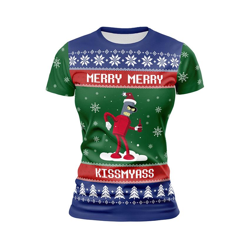 Футболка женская спортивная с принтом «Рождественский Бендер. Футурама. Christmas Bender. Futurama»