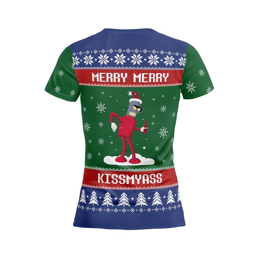 Футболка женская спортивная с принтом «Рождественский Бендер. Футурама. Christmas Bender. Futurama»