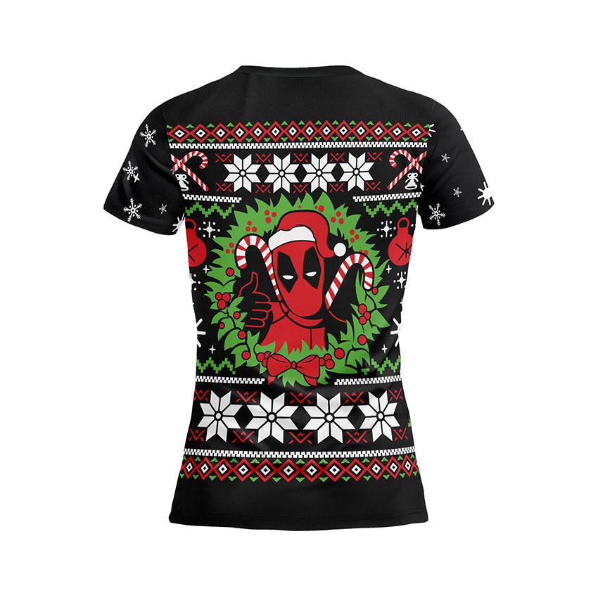 Футболка женская спортивная с принтом «Рождественский Дэдпул. Christmas Deadpool»