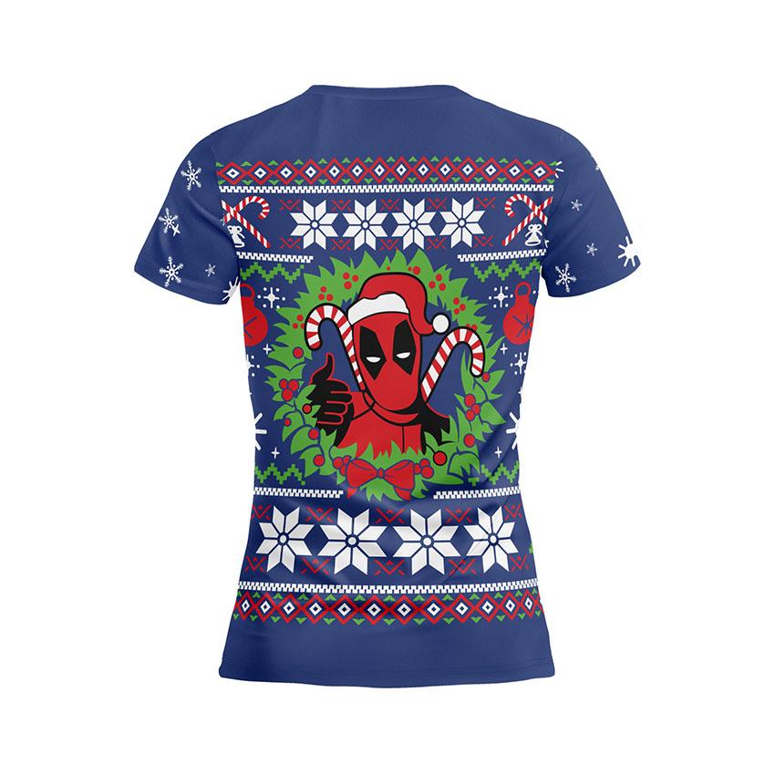 Футболка женская спортивная с принтом «Рождественский Дэдпул. Christmas Deadpool»