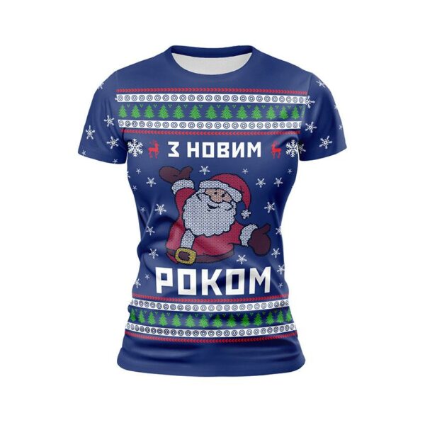 Футболка женская спортивная с принтом «Санта Клаус. Волшебный Новый год. Santa Claus. Magical New Year»