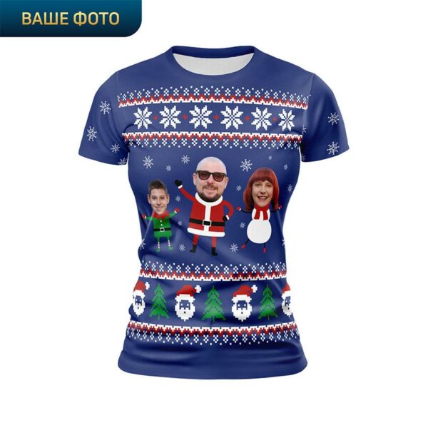 Футболка женская спортивная с принтом «Семейное Рождество. Family Christmas»