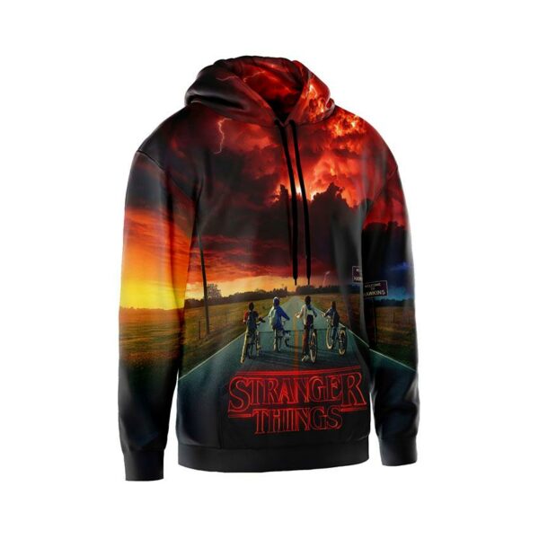 Худи мужское с принтом «Очень странные дела. Сильная команда. Stranger Things. Strong team»