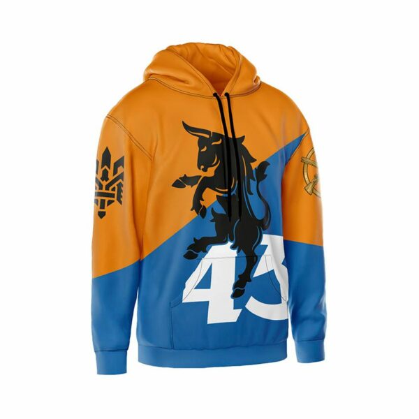 Худі чоловіче з принтом «43-тя окрема механізована бригада. Переможний бик. Winning Bull»