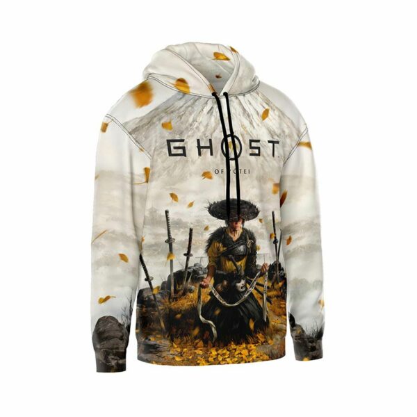 Худі чоловіче з принтом «Привид Йотей. Осінній воїн. Ghost of Yotei. Autumn Warrior»