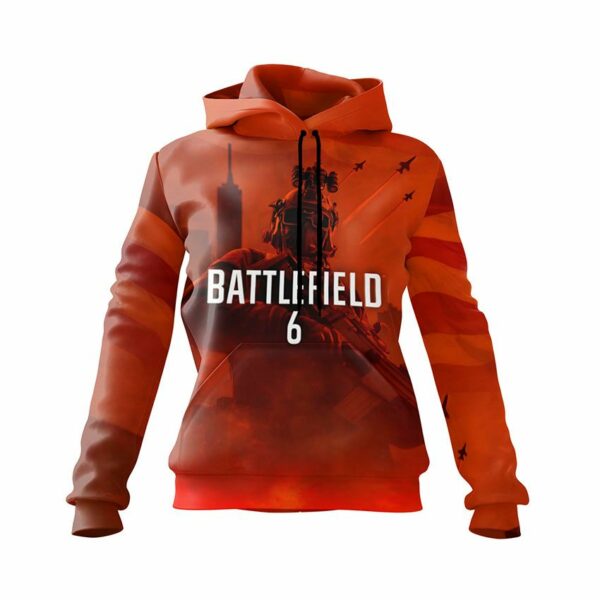 Худи женское с принтом «Батлфилд 6. Огненный фронт. Battlefield 6. Fire Front»