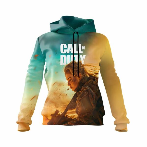 Худи женское с принтом «Зов долга. Сильный воин. Call of Duty. Strong warrior»