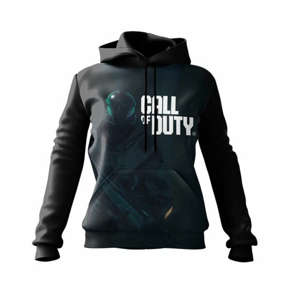 Худи женское с принтом «Зов долга. Темный боец. Call of Duty. Dark Fighter»