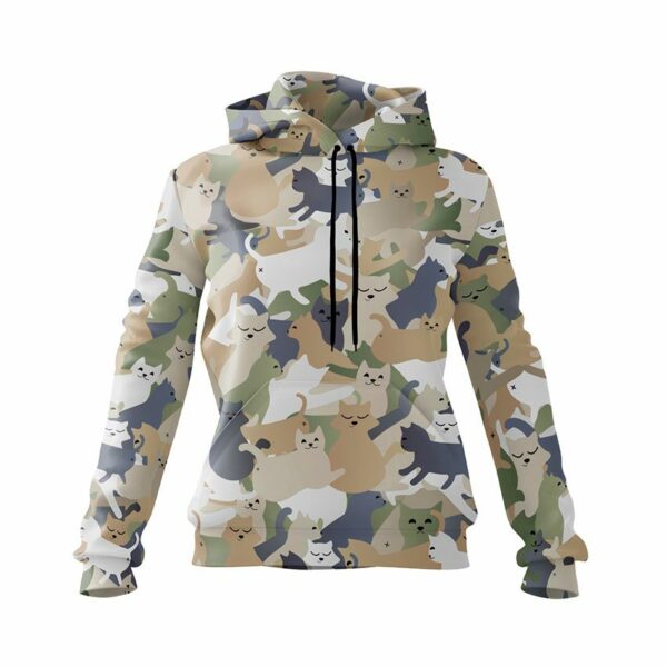 Худи женское с принтом «Забавные котики. Камуфляж. Funny cats. Camouflage»