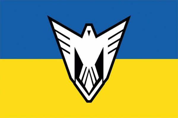 Прапор 9 окремої бригади безпілотних систем (9 ОБрБпС) ЗСУ синьо-жовтий