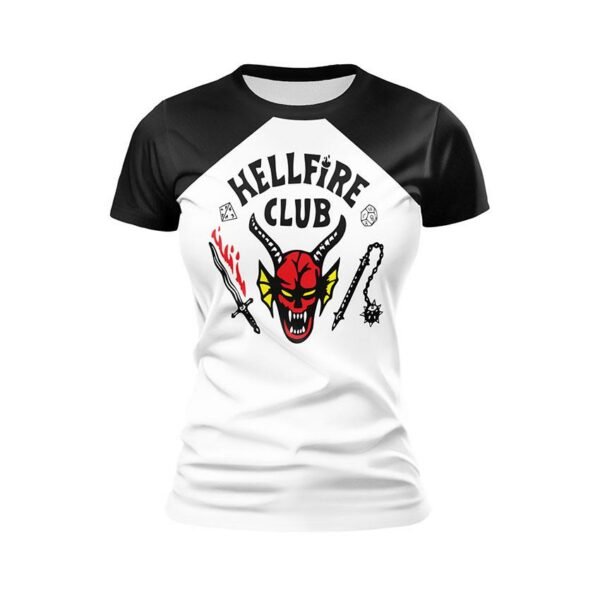 Футболка женская спортивная с принтом «Клуб Адского Пламени. Очень странные дела. Hellfire club. Stranger Things»