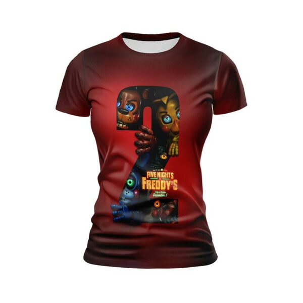 Футболка женская спортивная с принтом «Пять ночей у Фредди 2. Аниматроники рядом. Five Nights at Freddy's 2. Animatronics Near»
