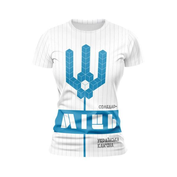 Футболка жіноча спортивна з принтом «Українська кам'яна міць. Ukrainian stone power»