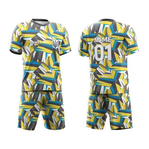 Футбольная форма мужская с именем и логотипом команды с принтом «Абстрактная Украина. Abstract Ukraine»