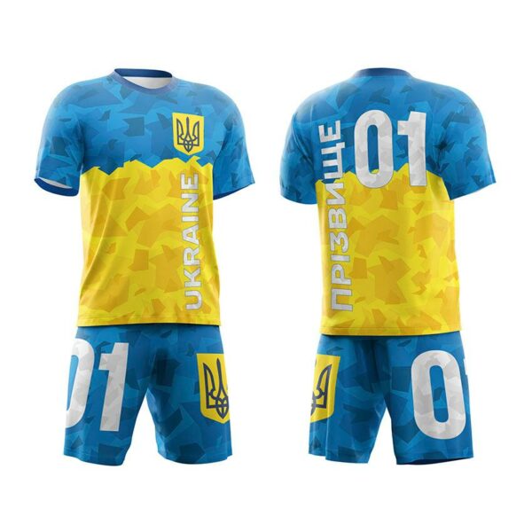 Футбольная форма мужская с именем и логотипом команды с принтом «Сине-желтая сила. Blue-Yellow Force»