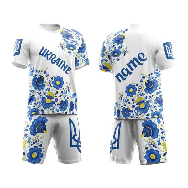 Футбольная форма мужская с именем и логотипом команды с принтом «Цветы Петриковки. Flowers Petrykivka»