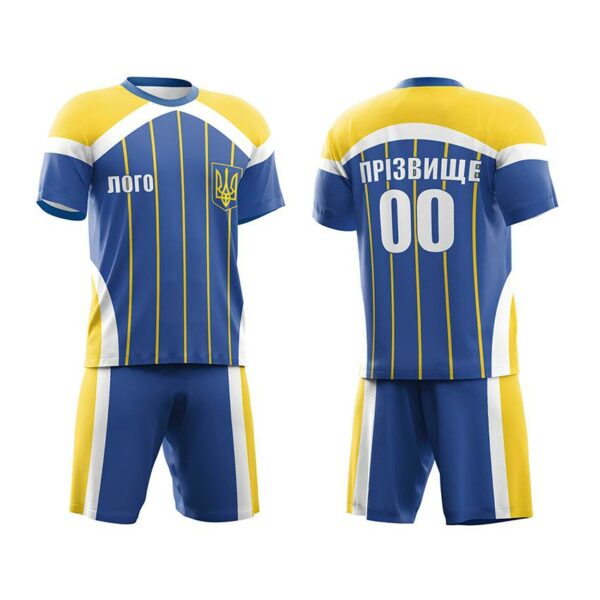 Футбольная форма мужская с именем и логотипом команды с принтом «Спортивная Украина. Sporty Ukraine»