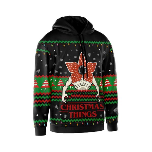 Худі чоловіче з принтом «Різдвяний Демогоргон. Дивні Дива. Christmas Demogorgon. Stranger Things»