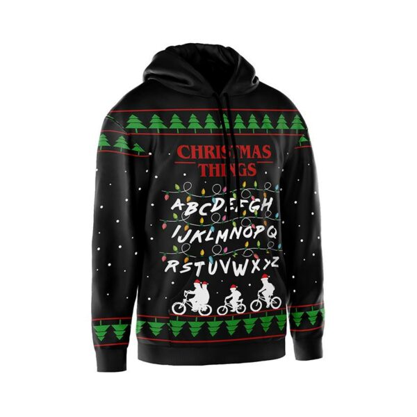 Худі чоловіче з принтом «Святковий алфавіт. Дивні Дива. Holiday alphabet. Stranger Things»