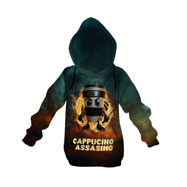 Худі дитяче з принтом «Капучіно-Асасіно. Вогонь сили. Cappuccino Assassino. Fire of power»