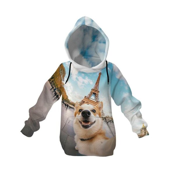 Худі дитяче з принтом «Коргі у Парижі. Corgi in Paris»